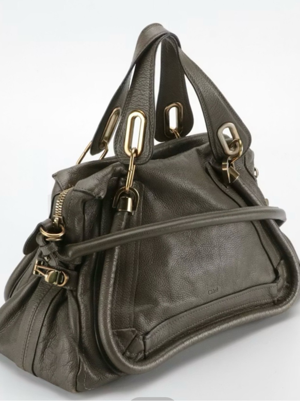 Authenticated Chloe Paraty Leather Handbag in Grey Taupe! EUC! COA! - Picture 3 of 16